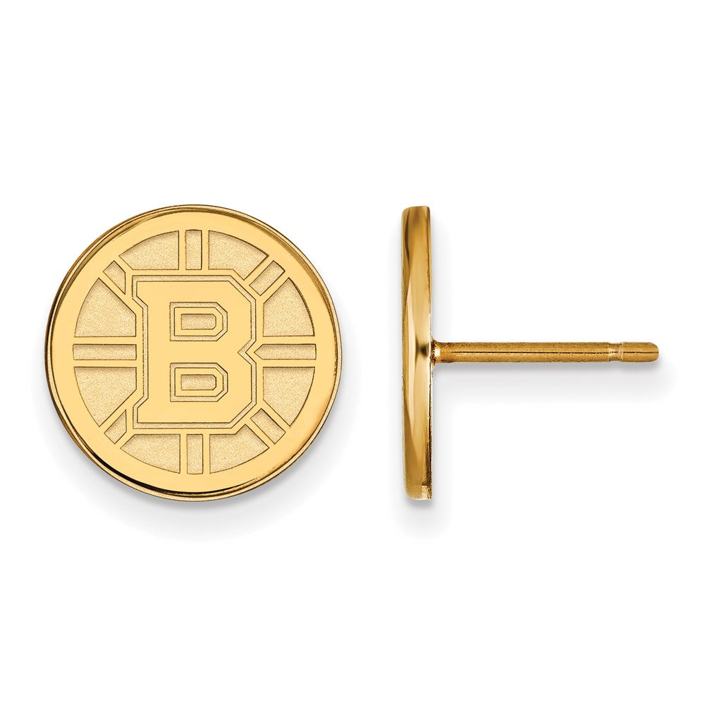 Gold Plated Sterling Silver Nhl Logoart Boston Bruins Small Post Earrings