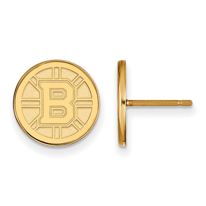 Gold Plated Sterling Silver Nhl Logoart Boston Bruins Small Post Earrings