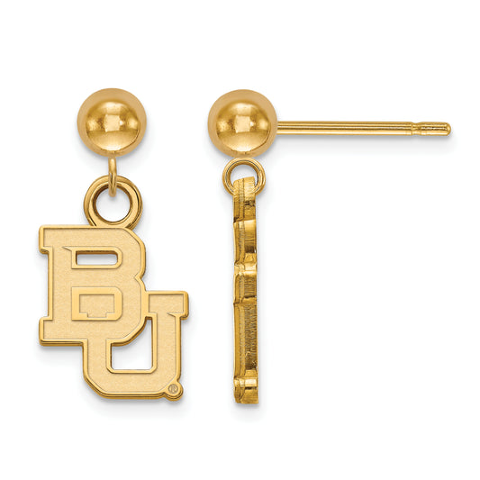 Gold Plated Sterling Silver Logoart Baylor University Bears Dangle Ball Post Earrings