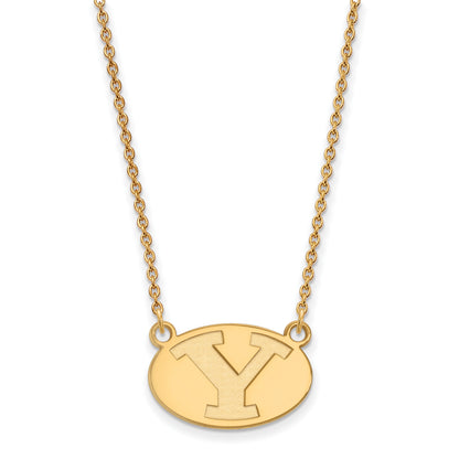 10K Yellow Gold Logoart Brigham Young University Letter Y Small Pendant 18 Inch Necklace