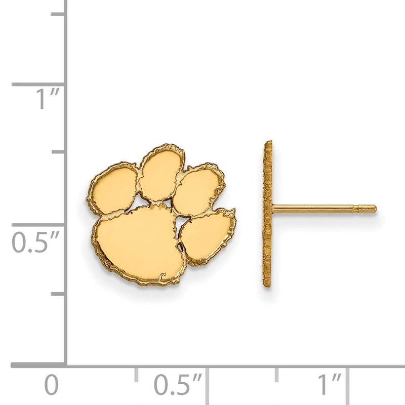 10K Yellow Gold Logoart Clemson University Tiger Paw Small Post Earrings