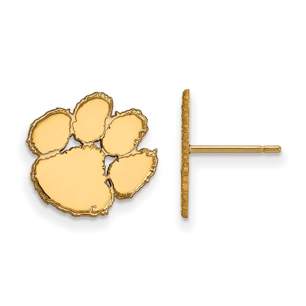 Gold Plated Sterling Silver Logoart Clemson University Tiger Paw Small Post Earrings