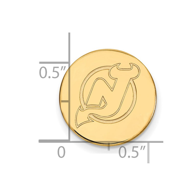 14K Yellow Gold Gold NHL LogoArt New Jersey Devils Lapel Pin