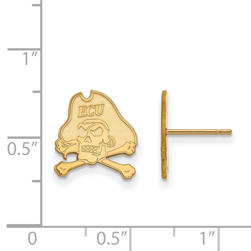Gold Plated Sterling Silver Logoart East Carolina University Pirate Small Post Earrings