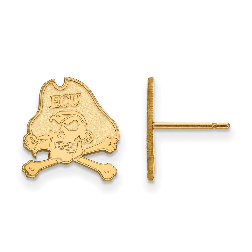 Gold Plated Sterling Silver Logoart East Carolina University Pirate Small Post Earrings