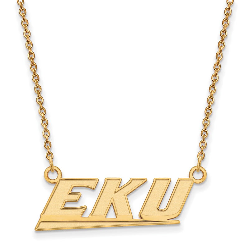 14K Yellow Gold Logoart Eastern Kentucky University E K U Small Pendant 18 Inch Necklace