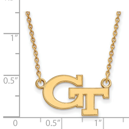10K Yellow Gold Logoart Georgia Institute Of Technology G T Small Pendant 18 Inch Necklace