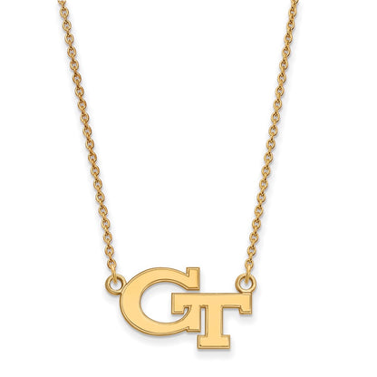 10K Yellow Gold Logoart Georgia Institute Of Technology G T Small Pendant 18 Inch Necklace