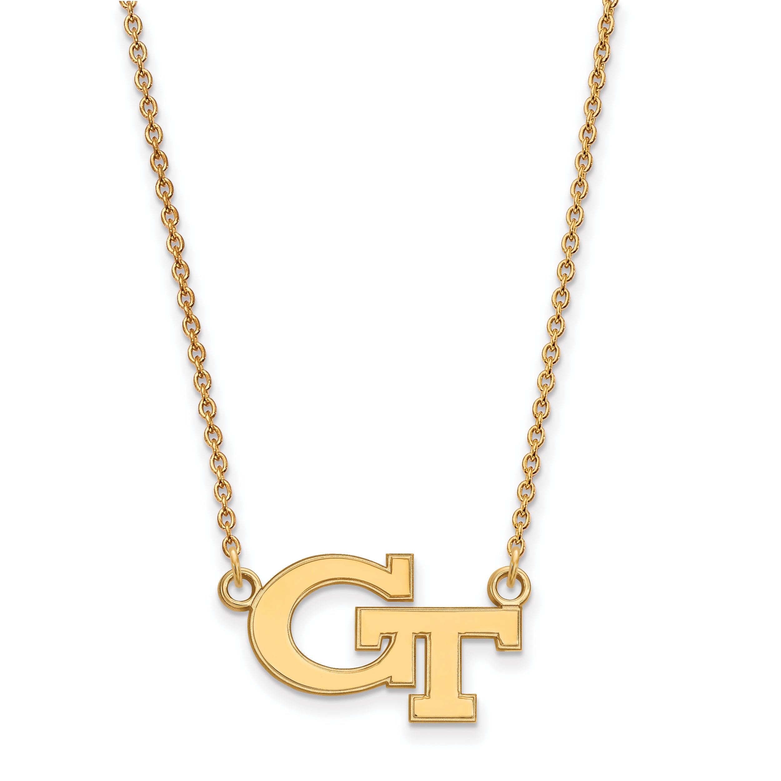 10K Yellow Gold Logoart Georgia Institute Of Technology G T Small Pendant 18 Inch Necklace