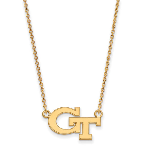 10K Yellow Gold Logoart Georgia Institute Of Technology G T Small Pendant 18 Inch Necklace