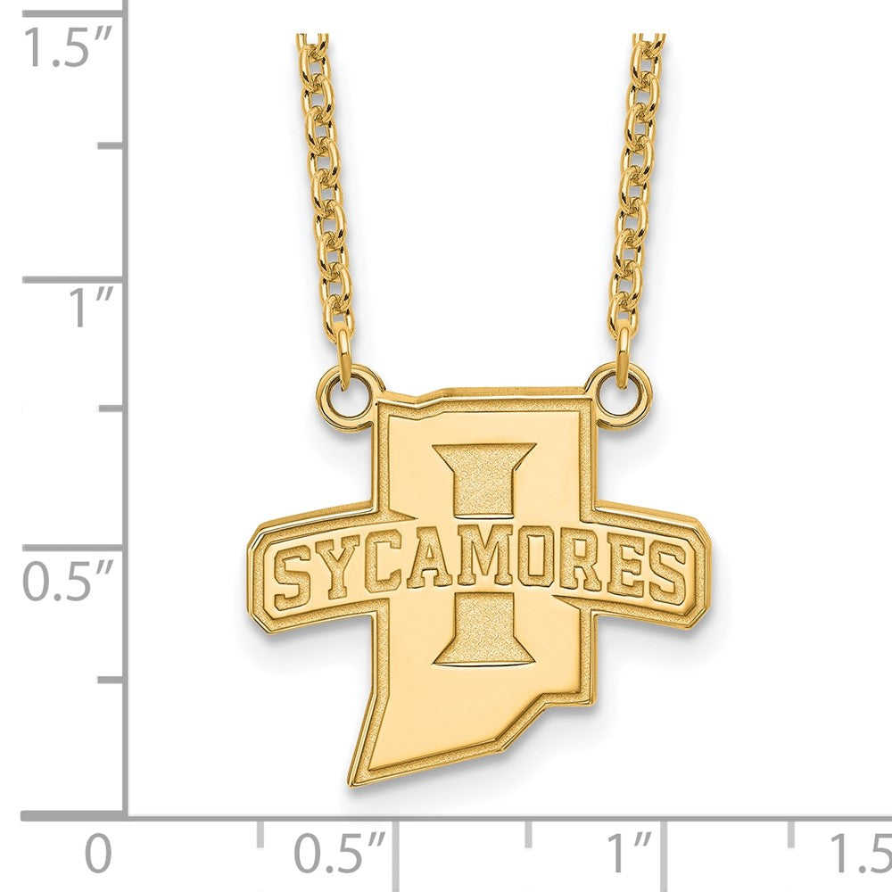 10K Yellow Gold Logoart Indiana State University Sycamores Large Pendant 18 Inch Necklace