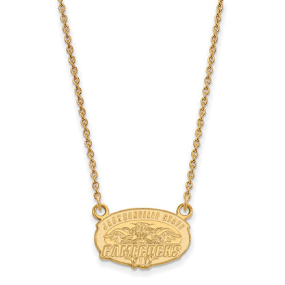 Gold Plated Sterling Silver Logoart Jacksonville State U. Small Pendant 18 Inch Necklace