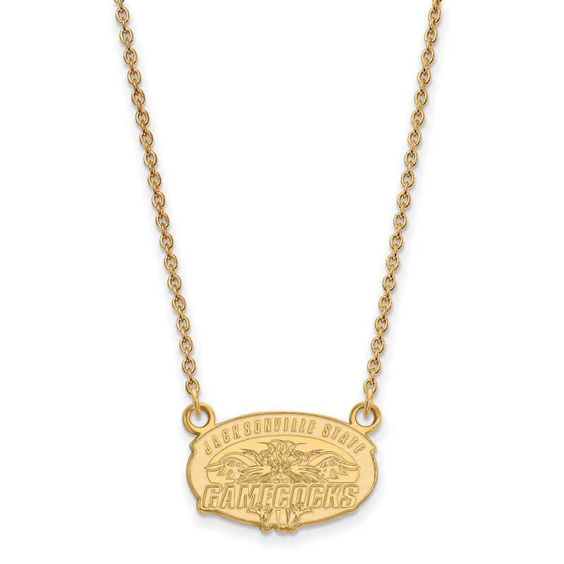 Gold Plated Sterling Silver Logoart Jacksonville State U. Small Pendant 18 Inch Necklace