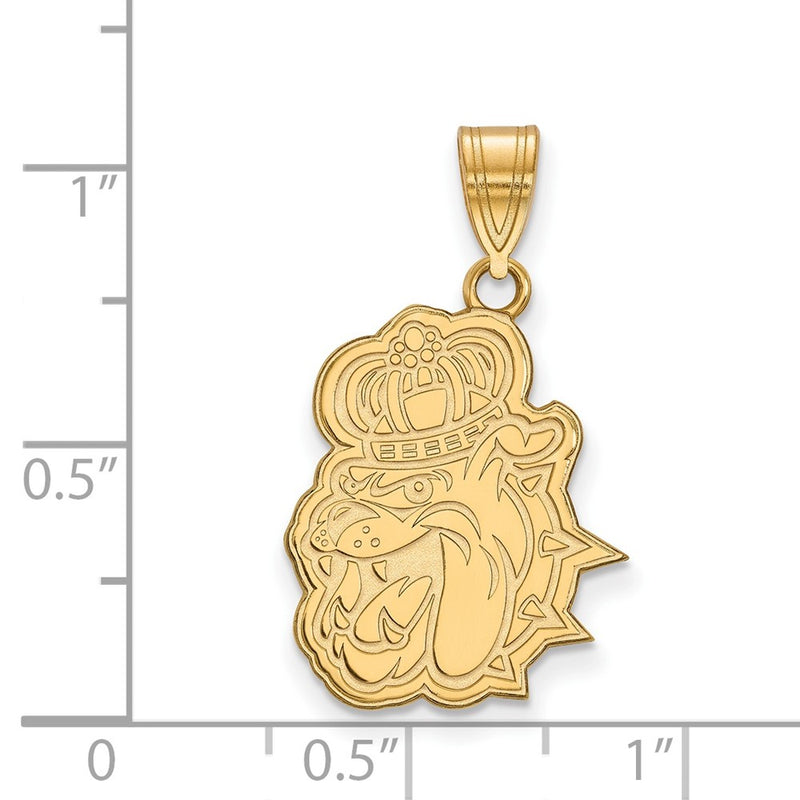 Gold Plated Sterling Silver Logoart James Madison University Duke Dog Large Pendant