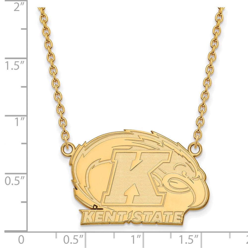 Gold Plated Sterling Silver Logoart Kent State University Large Pendant 18 Inch Necklace