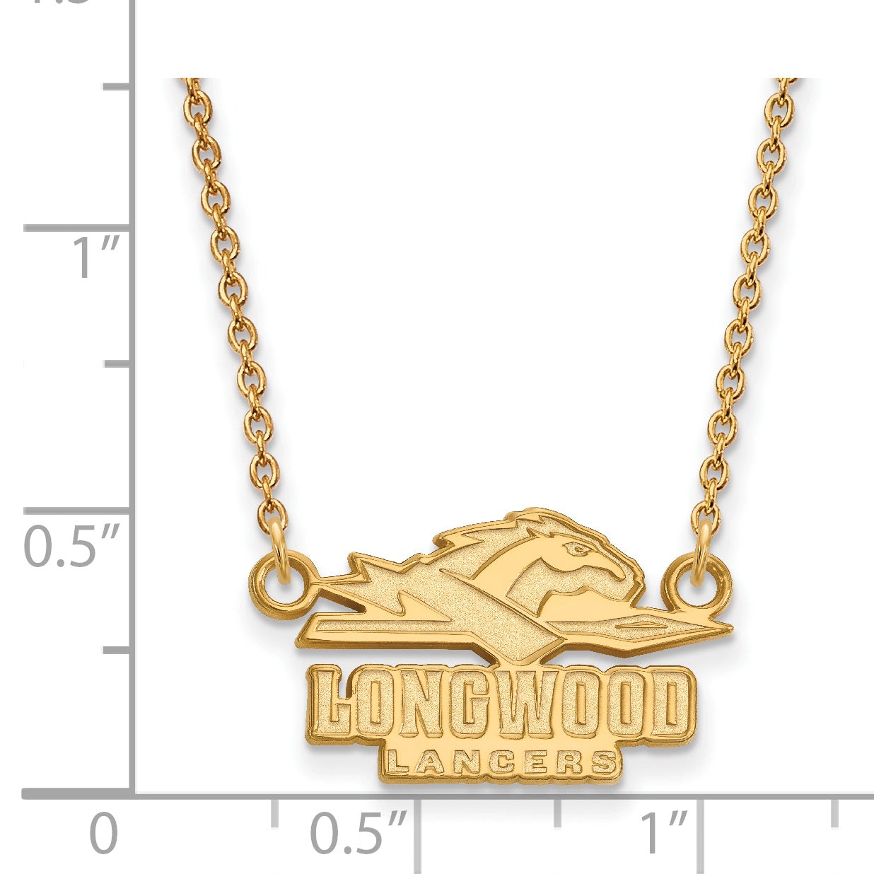 10K Yellow Gold Logoart Longwood University Lancers Small Pendant 18 Inch Necklace