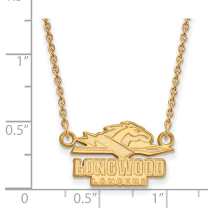10K Yellow Gold Logoart Longwood University Lancers Small Pendant 18 Inch Necklace