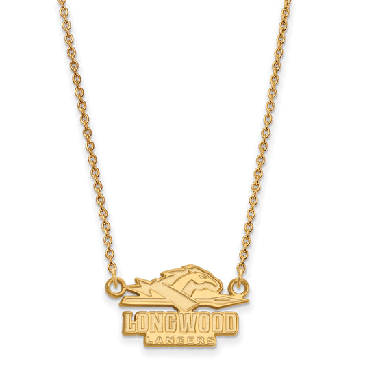10K Yellow Gold Logoart Longwood University Lancers Small Pendant 18 Inch Necklace