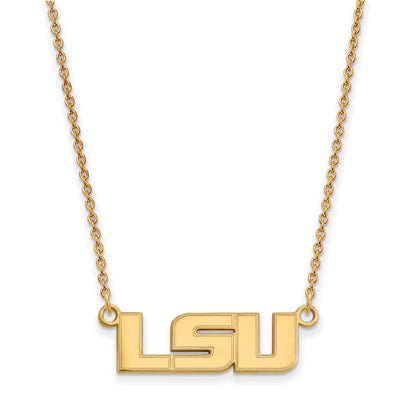 10K Yellow Gold Logoart Louisiana State University L S U Small Pendant 18 Inch Necklace