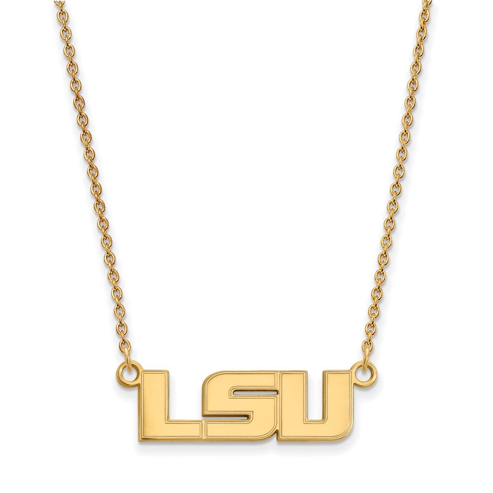 Gold Plated Sterling Silver Logoart Louisiana State University L S U Small Pendant 18 Inch Necklace
