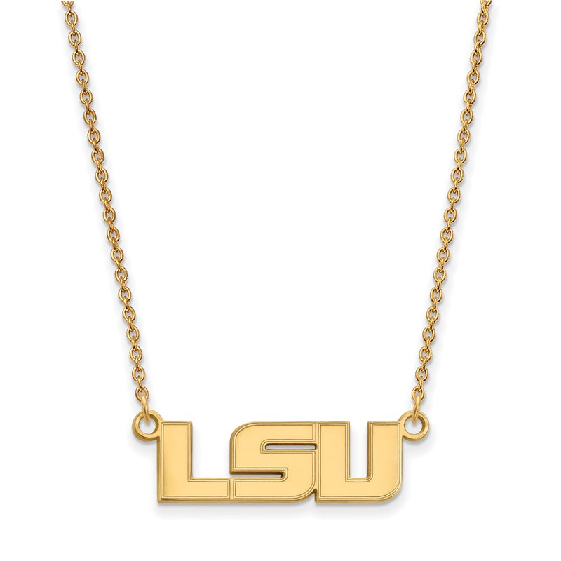 Gold Plated Sterling Silver Logoart Louisiana State University L S U Small Pendant 18 Inch Necklace