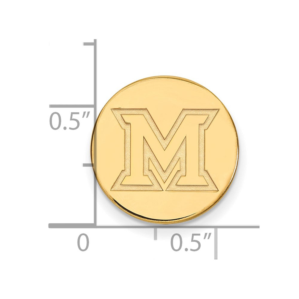 14K Yellow Gold Gold LogoArt Miami University Ohio Letter M Lapel Pin