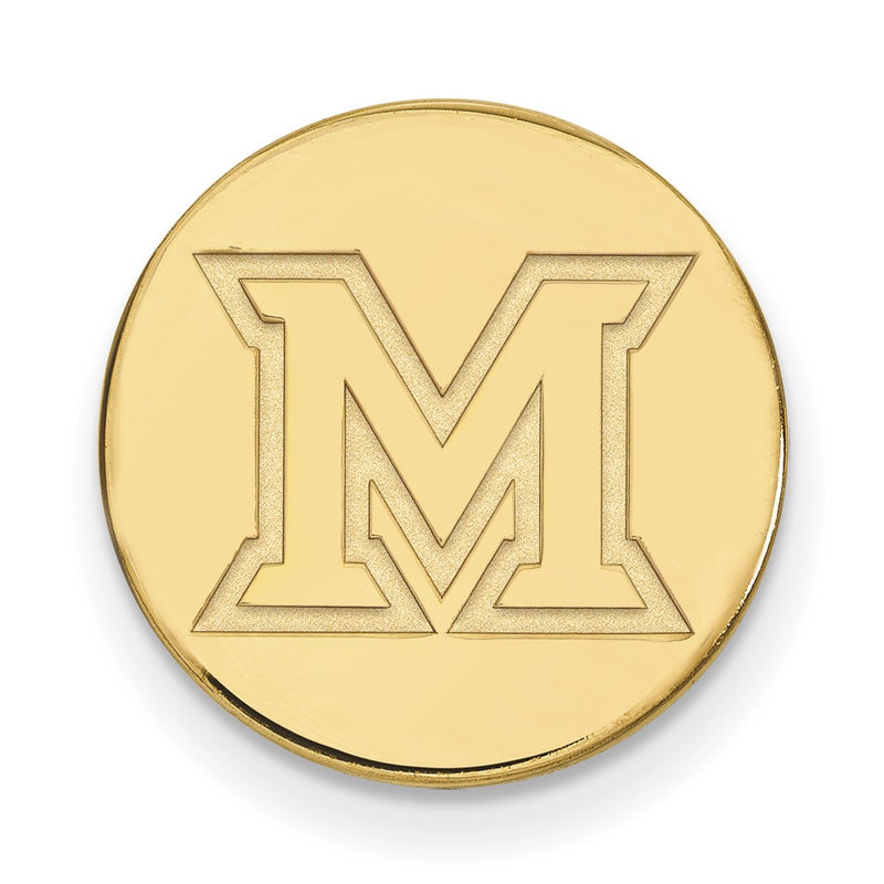 14K Yellow Gold Gold LogoArt Miami University Ohio Letter M Lapel Pin