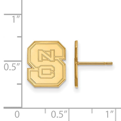 10K Yellow Gold Logoart North Carolina State University N C S Small Post Earrings