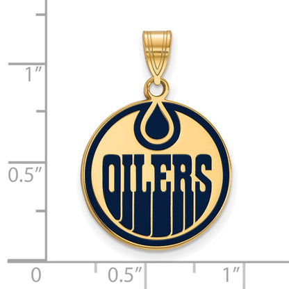 Gold Plated Sterling Silver Nhl Logoart Edmonton Oilers Large Enameled Pendant