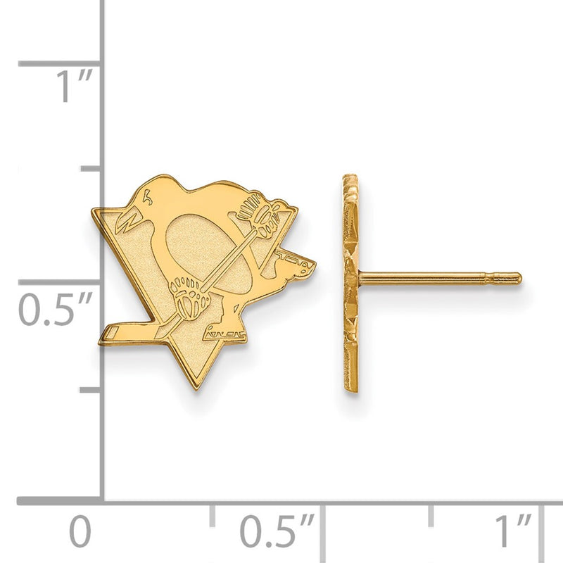 Gold Plated Sterling Silver Nhl Logoart Pittsburgh Penguins Small Post Earrings