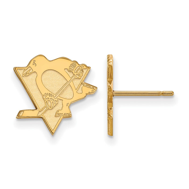 Gold Plated Sterling Silver Nhl Logoart Pittsburgh Penguins Small Post Earrings