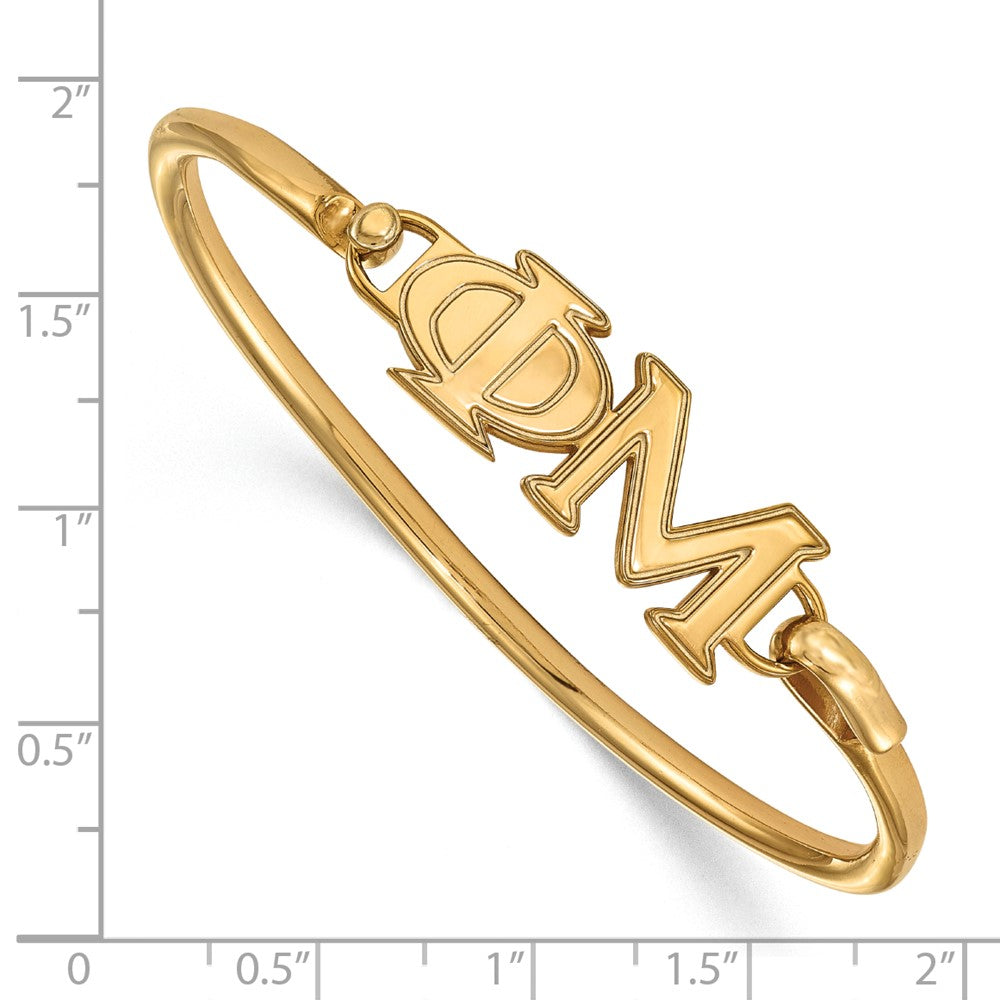 Gold Plated Sterling Silver Gp Logoart Phi Mu Small Hook And Clasp Bangle