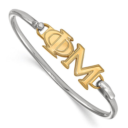 Gold Plated Sterling Silver Gp Logoart Phi Mu Small Hook And Clasp Bangle