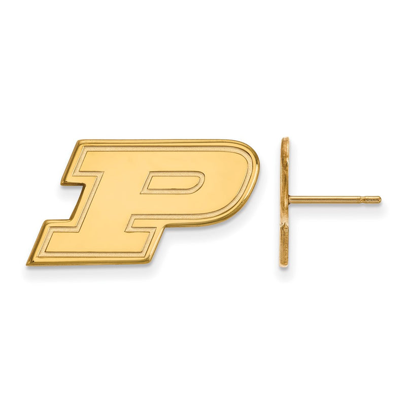 Gold Plated Sterling Silver Logoart Purdue University Letter P Small Post Earrings