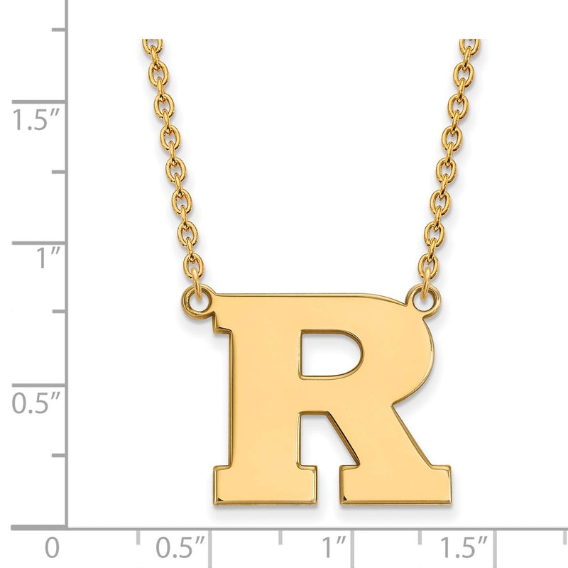 Gold Plated Sterling Silver Logoart Rutgers University Letter R Large Pendant 18 Inch Necklace