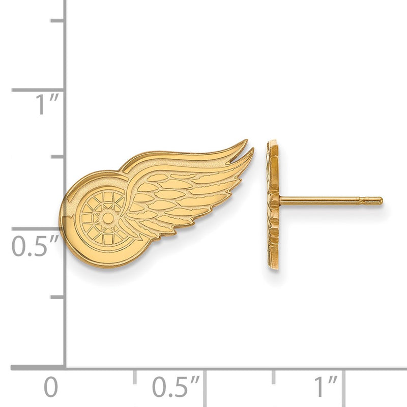 Gold Plated Sterling Silver Nhl Logoart Detroit Red Wings Small Post Earrings