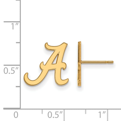 Gold Plated Sterling Silver Logoart University Of Alabama Letter A Small Post Earrings