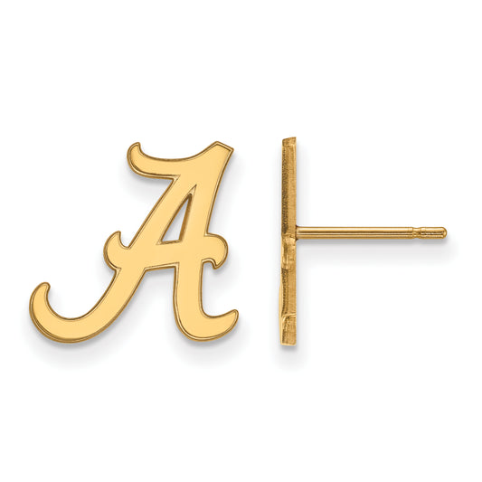 Gold Plated Sterling Silver Logoart University Of Alabama Letter A Small Post Earrings
