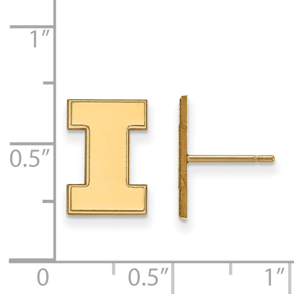 10K Yellow Gold Logoart University Of Illinois Letter I Small Post Earrings