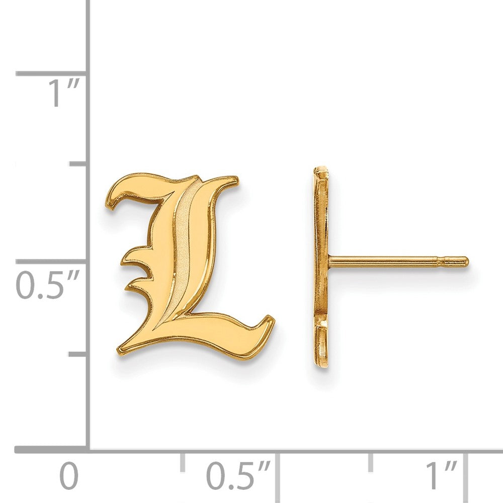Gold Plated Sterling Silver Logoart University Of Louisville Letter L Small Post Earrings