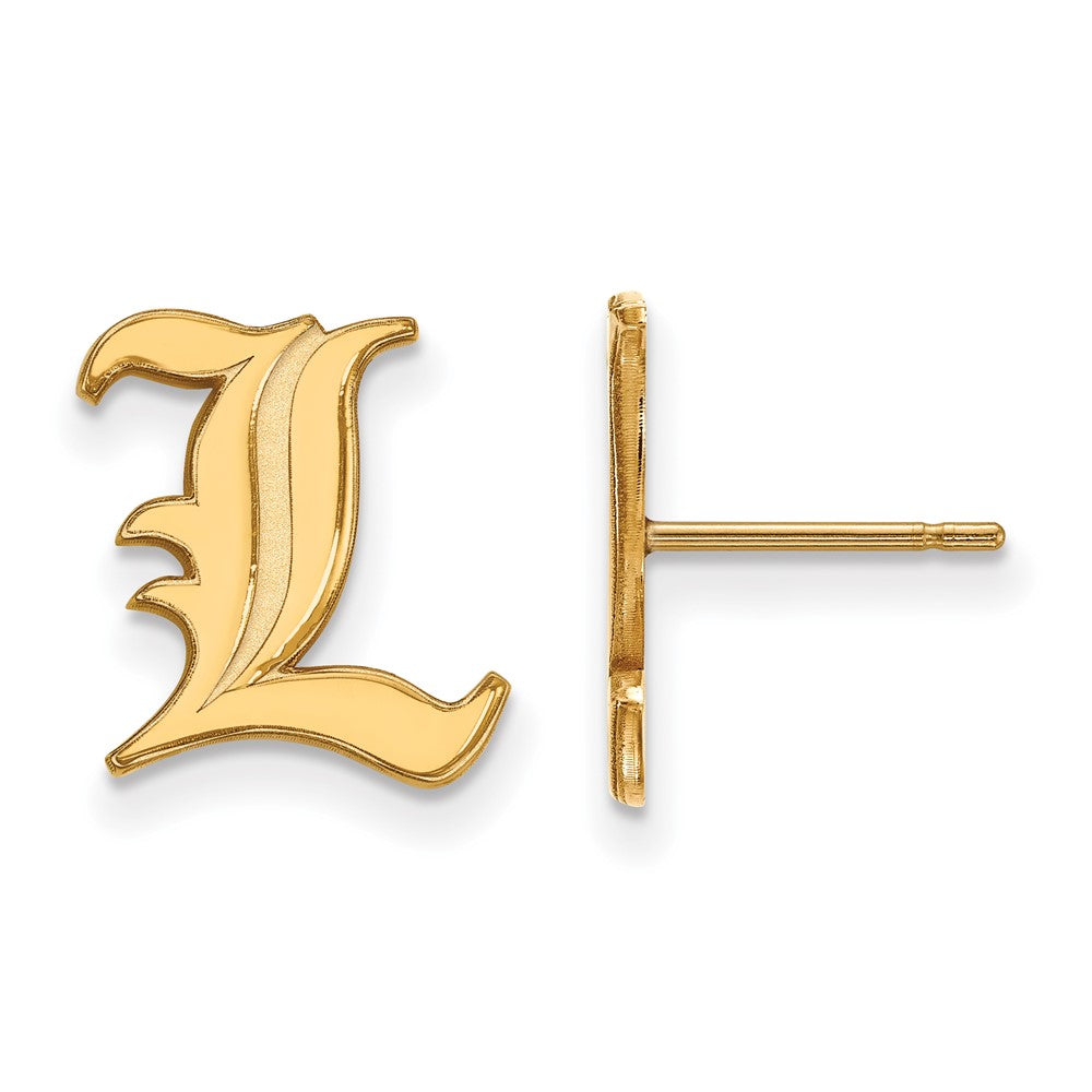 Gold Plated Sterling Silver Logoart University Of Louisville Letter L Small Post Earrings