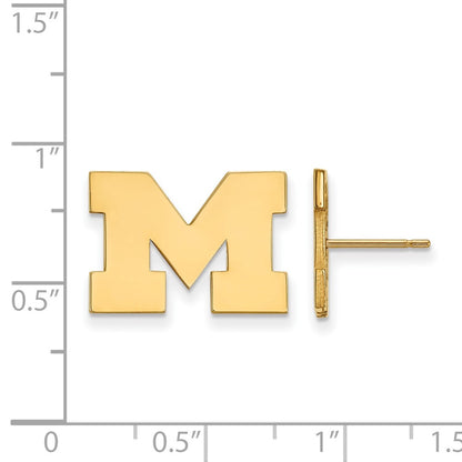 14K Yellow Gold Logoart University Of Michigan Letter M Small Post Earrings