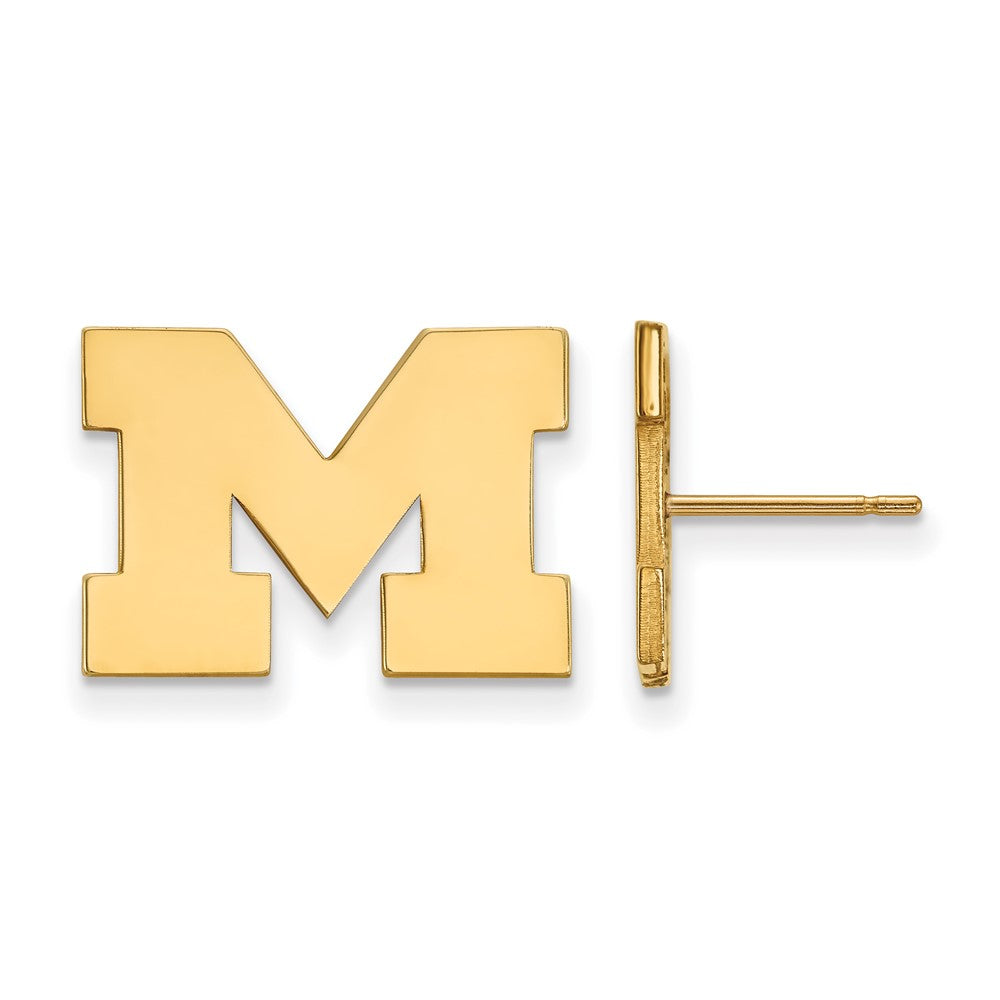 14K Yellow Gold Logoart University Of Michigan Letter M Small Post Earrings