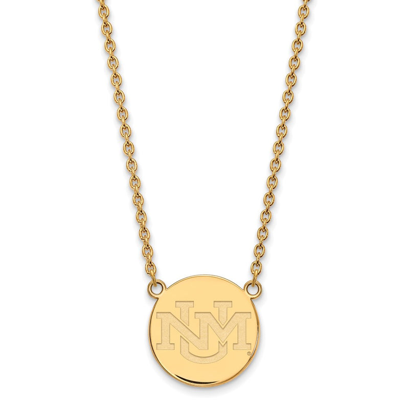 Gold Plated Sterling Silver Logoart University Of New Mexico Large Pendant 18 Inch Necklace