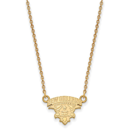 14K Yellow Gold Logoart University Of New Orleans U N O Small Pendant 18 Inch Necklace