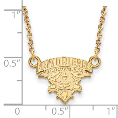 10K Yellow Gold Logoart University Of New Orleans U N O Small Pendant 18 Inch Necklace