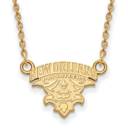 10K Yellow Gold Logoart University Of New Orleans U N O Small Pendant 18 Inch Necklace