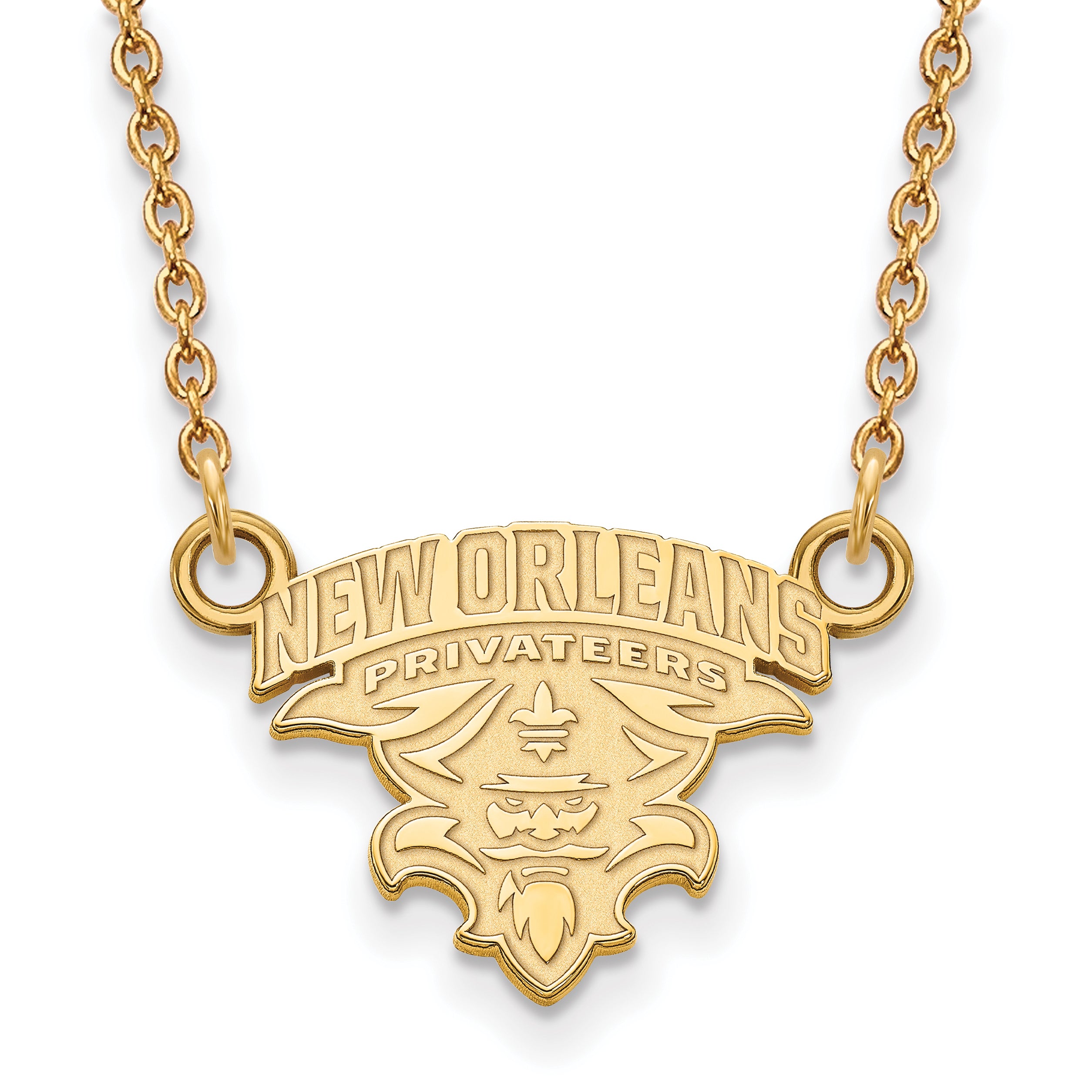 10K Yellow Gold Logoart University Of New Orleans U N O Small Pendant 18 Inch Necklace