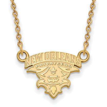 10K Yellow Gold Logoart University Of New Orleans U N O Small Pendant 18 Inch Necklace