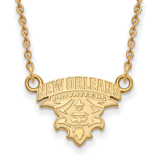 10K Yellow Gold Logoart University Of New Orleans U N O Small Pendant 18 Inch Necklace